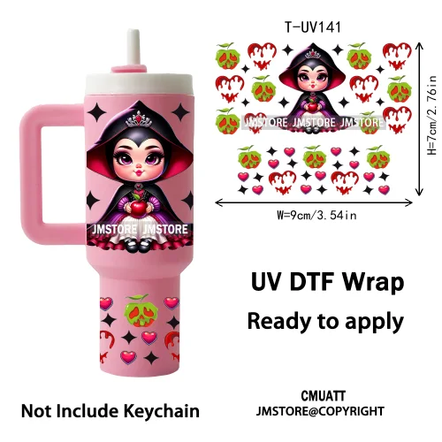 Princess Cartoon Queen Heart Wholesale Bulk UV DTF Wraps Ready To Apply Transfer Stickers Waterproof For Mini Tumbler Keychain
