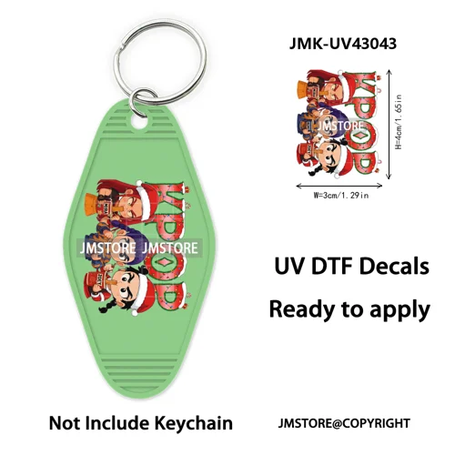 Christmas Kpop Team Demon Hunters Movie UV DTF Keychain Decals Ready To Apply Waterproof Durable Wraps For Hotel Motel Keychain