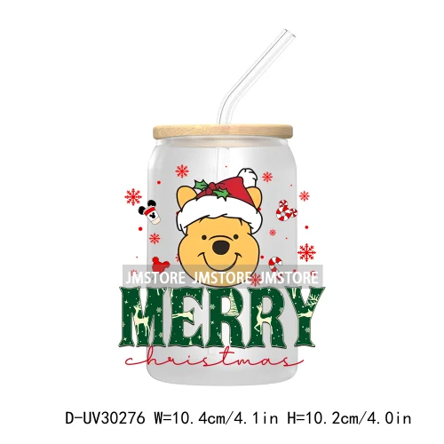 Merry Christmas Cartoon Mouse And Friends UV DTF Transfer Stickers Decals For Libbey Cold Cups Mugs Tumbler Xmas Bear Candy Cane