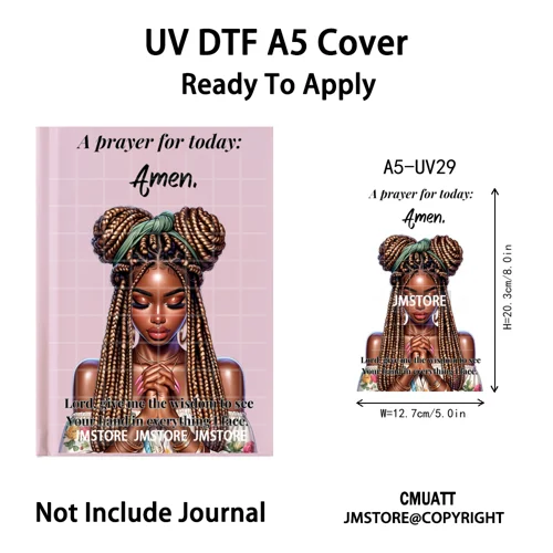 Bible Verse Black Woman Religious A5 Notebook UV DTF Wraps Ready To Apply Waterproof Transfer Stickers Decals For Journal Cover