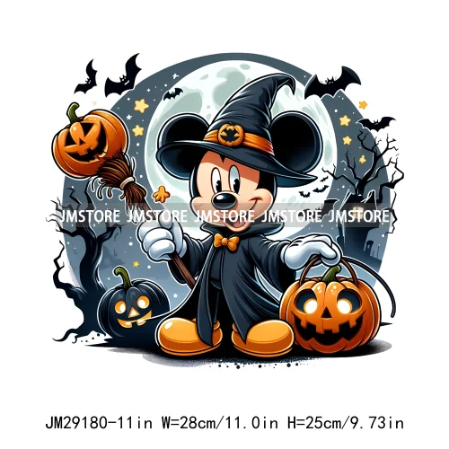 Cartoon Halloween Scary Cute Horror Characters Pumpkin Fall Vibes DTF Iron On Transfers Stickers Ready To Press For Clothing