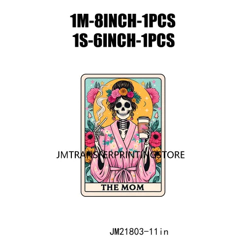 Colorful Iron On Dog Cat Mom The Mom Tarot Card Woman Skeleton Mother Decals DTF Transfer Stickers Ready To Press For Hoodies