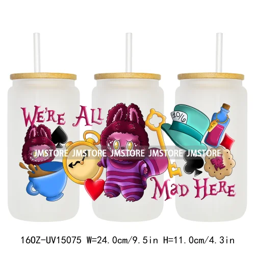 Fashion Princess Monster Doll 16OZ UV DTF Cup Wraps Ready To Apply Waterproof Transfer Stickers For Libbey Glass Can Tumbler
