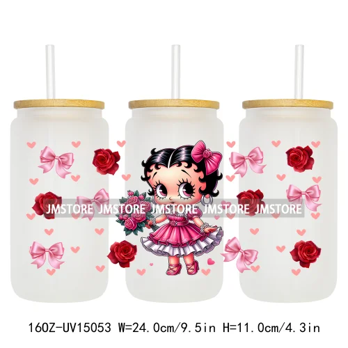 Cartoon Girl Coquette Bow UV DTF Stickers Ready to Transfer Cup Wrap Custom Labels DIY Craft For Libbey Can Glass Tumblers Mugs