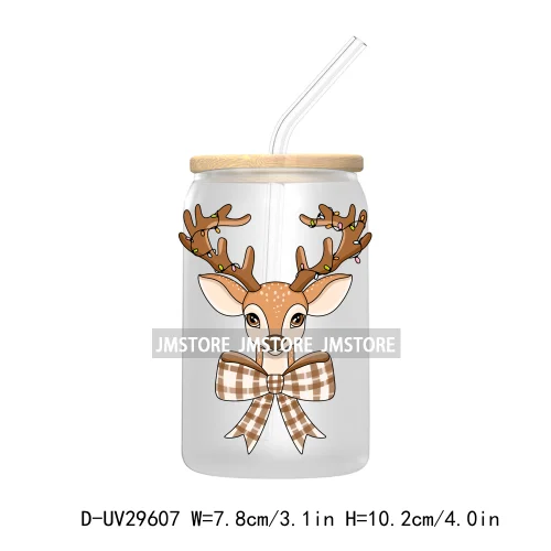 Howdy Christmas Boots UV DTF Transfer Stickers Decals For Libbey Cold Cups Mugs Tumbler Waterproof Labels Western Coquette Bow