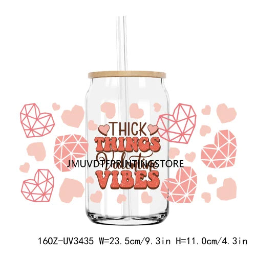 Love More Worry Less UV DTF Sticker For 16OZ Libbey Glass Cup Can Wrap Transfer Sticker Custom Labels DIY Logo XOXO Valentines