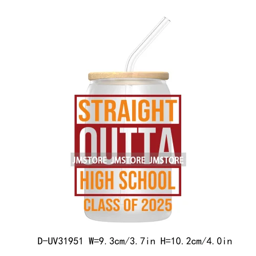 Senior 2025 College Grad UV Sticker Decals For Libbey Cold Cups Mugs Tumbler Transfer Stickers Waterproof Labels Graduation Cap