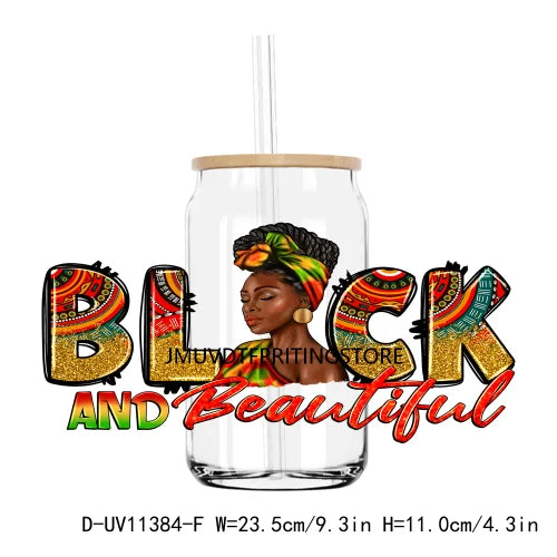 Celebrate 1865 Juneteenth Hope UV DTF Transfer Stickers Decals For Libbey Cold Cups Mug Tumbler Waterproof DIY Craft Black Power