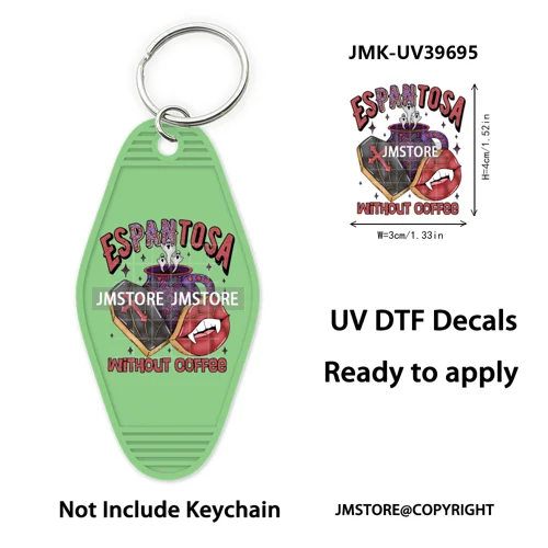 Mexican Conchas Ghost Spooky Halloween UV DTF Motel Keychain Wraps Ready To Apply Waterproof High Quality Hotel Keychain Decals