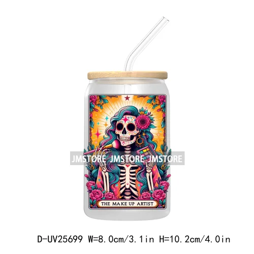 The Teacher Tarot Card UV DTF Transfer Stickers Decals For Libbey Cold Cups Mugs Tumbler Custom Logo Labels Funny Witchy Skull