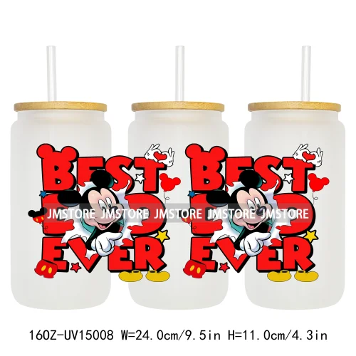 Best Dad Ever Father's Day UV DTF Stickers Ready to Transfer Cup Wrap Custom Labels DIY Craft For Libbey Can Glass Tumblers Mugs