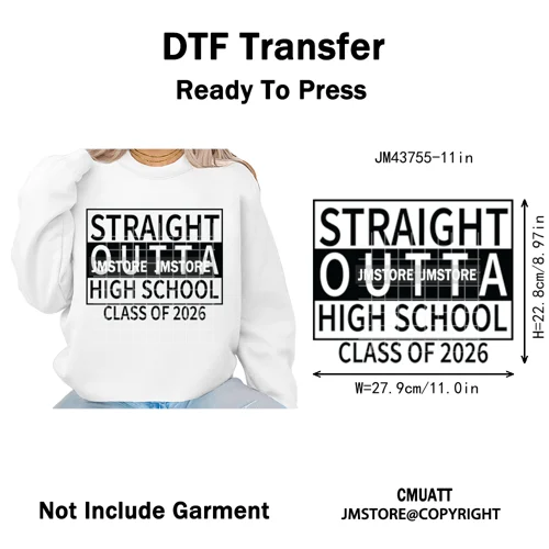 High School Senior Year Class of 2026 My First Last Day Iron on Washable DTF Heat Transfers Stickers Ready to Press for Hoodies