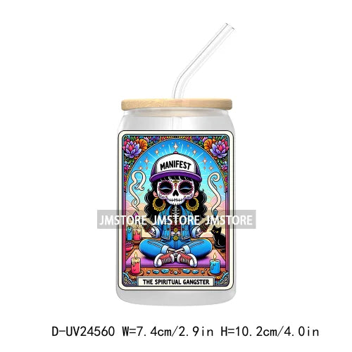 Mexican Culture Tarot Card UV DTF Transfer Stickers Decals For Libbey Cold Cups Mug Tumbler Waterproof DIY Craft Latina Skeleton