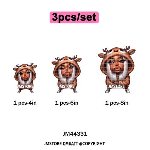 Christmas Stank Face Black Woman Attitude Moody Queen Iron on Washable DTF Heat Transfers Stickers Ready to Press for Clothing