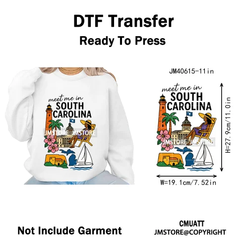Retro American Citycape Scenery Badge States Lover Designs Iron on DTF Washable Transfers Stickers Ready to Press for Clothing