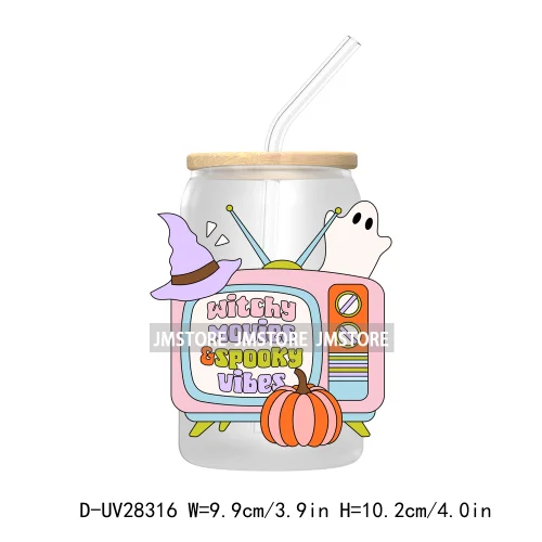 Spooky Ghost Boo Halloween Tis The Season UV DTF Transfer Stickers Decals For Libbey Cold Cup Mugs Tumbler Waterproof Book Ghoul