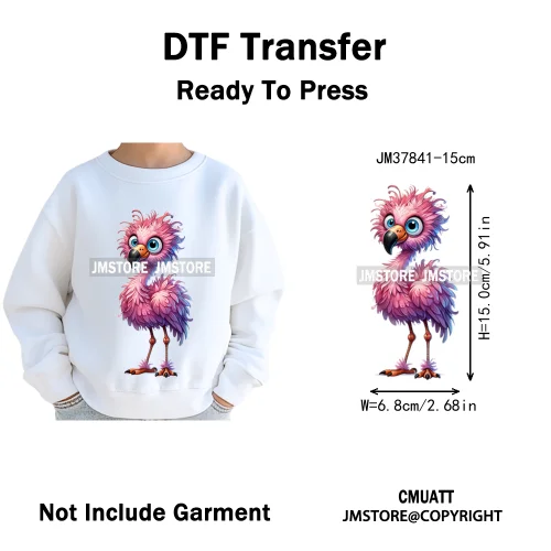 15cm 5.9in Kids Funny Hairy Cartoon Birds Animal Washable Iron on DTF Transfers Stickers Printing Ready to Press for Clothing