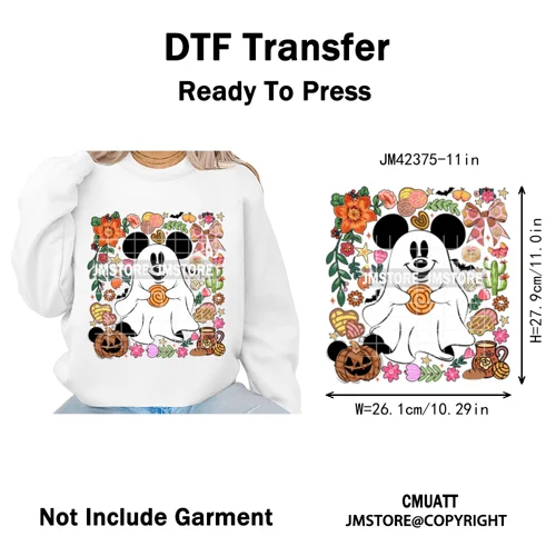 Coquette Halloween Spooky Espantan Latina Mexican Conchas Ghost Iron on DTF Washable Transfer Sticker Ready to Press for Hoodies