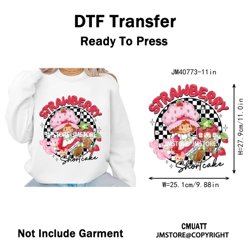 Best Friends Birthday Cute Little Berry Girl Coquette Character Design Iron on DTF Transfers Stickers Ready to Press for Textile
