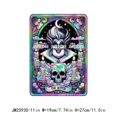 Custom Horror Halloween Emperor Empress Witch Skull Tarot Card Decals DTF Iron On Transfers Stickers Ready To Press For Clothing