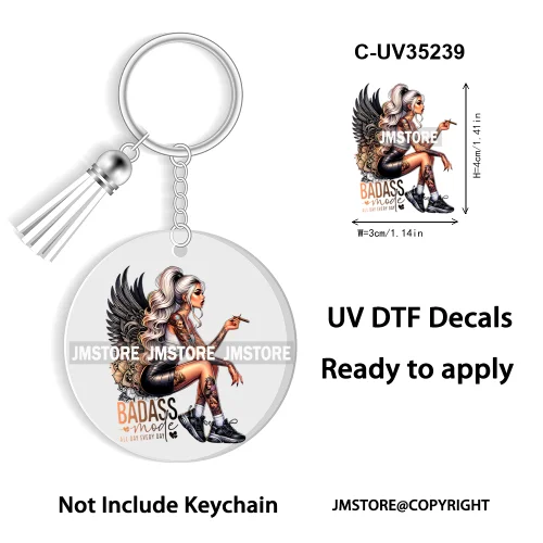 Sassy Girl Sarcastic Saying High Quality WaterProof Ready To Apply UV DTF Stickers For Round Circle Acrylic Keychain Keyring