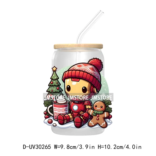 Merry Christmas Cartoon Mouse And Friends UV DTF Transfer Stickers Decals For Libbey Cold Cups Mugs Tumbler Xmas Bear Candy Cane