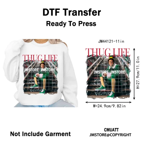 Funny Christmas Movie Quotes Cartoon Characters Santa Iron on Washable DTF Heat Transfer Stickers Ready to Press for Sweatshirts