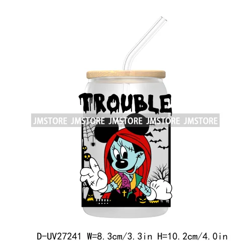 Cartoon Princess Couple Halloween Double Trouble UV DTF Transfer Stickers Decals For Libbey Cold Cup Mug Tumbler Waterproof Logo