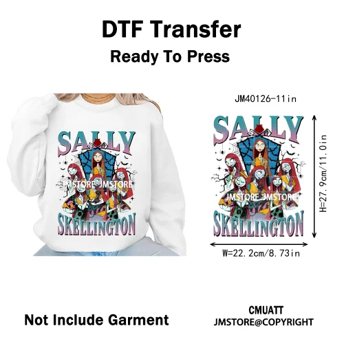 Halloween Horror Party Cartoon Friends Nightmare Spooky Vibes Iron on DTF Washable Transfers Stickers Ready to Press for Clothes