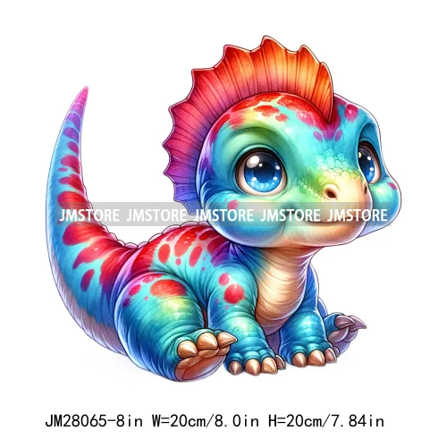 Colorful Dinosaur Baby Animal Thermal Printing Iron On DTF Transfer Stickers Ready To Press For Clothes