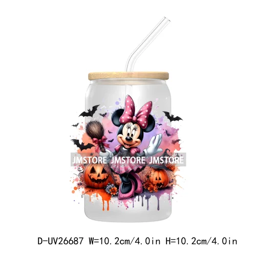 Cartoon Mouse And Friends Halloween Pumpkin UV DTF Transfer Stickers Decals For Libbey Cold Cups Mugs Tumbler Custom Labels Fall