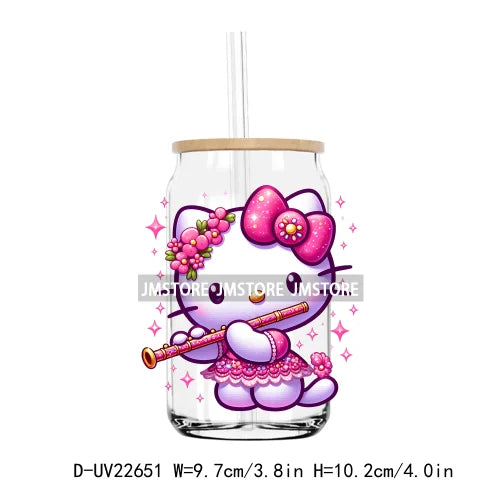 Bling Cartoon Hello Cat Pink Diamonds UV DTF Transfer Stickers Decals For Libbey Cold Cups Mugs Tumbler Waterproof DIY Craft