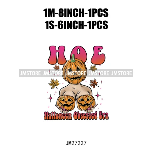 Cartoon Halloween Season Let's Go Ghouls Burn Sage Not Witches Spooky Vibes DTF Iron On Heat Press Transfer Stickers For Clothes