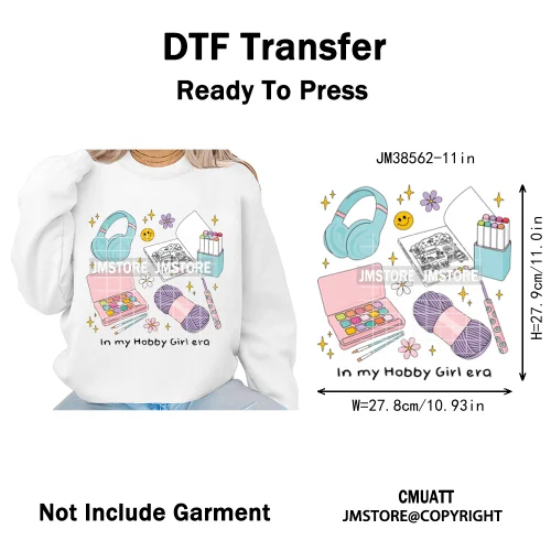 Trendy In My Girls Era Teacher School Good Vibes Quotes Iron on DTF Washable Transfers Stickers Ready to Press for Textile Bags