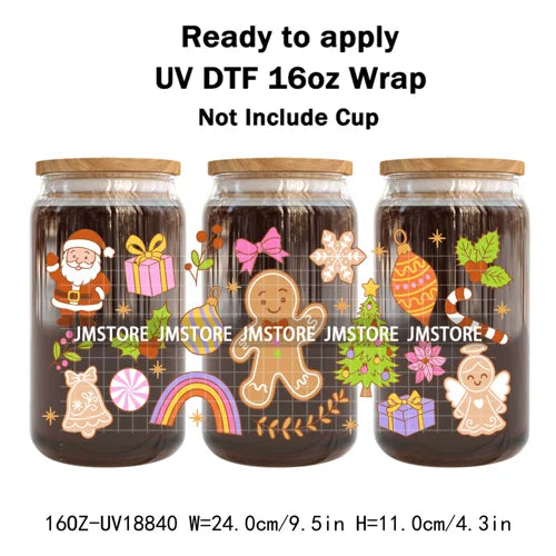 Coquette Bow Christmas Cozy Winter UV DTF Stickers Ready To Apply Cup Wrap Durable Custom Prints DIY Craft For Libbey Can Glass