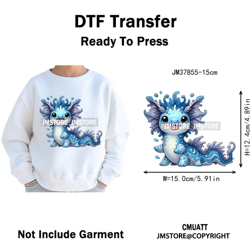 15cm 5.9in Cute Sea Underwater Animal Quirky Fish Octopus Decals Washable Iron On DTF Heat Transfers Stickers For Kids T-Shirts