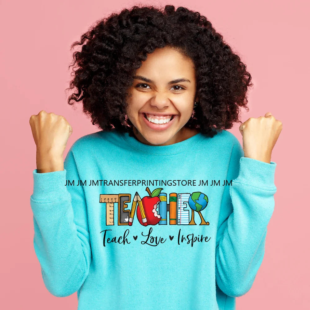 Colorful Checkered Cartoon First Day of School Design Kid Back To School Iron on DTF Transfer Sticker Ready to Press for Clothes