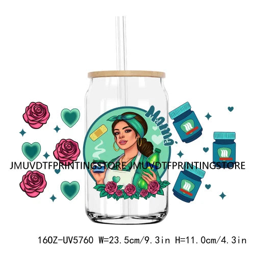 Chingona Chicana Mom 16OZ UV DTF Cup Wrap Transfer Stickers Chibi Mama Custom Label Durable Waterproof Logo For Libbey Glass Can