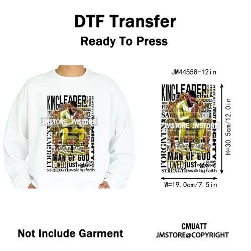 Bible Inspirational Quotes Black Prayer Men of God Religious Iron on Washable DTF Transfers Stickers Ready to Press for Textiles