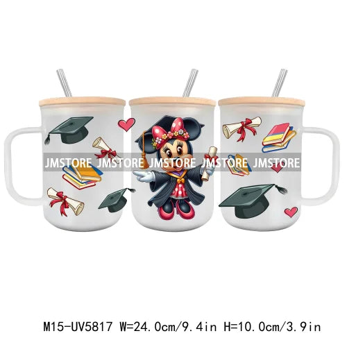 Class Of 2024 UV DTF Sticker For 15OZ Mug Libbey Glass Cup Can Wrap Transfer Stickers Custom Labels DIY Logo Cartoon Graduation