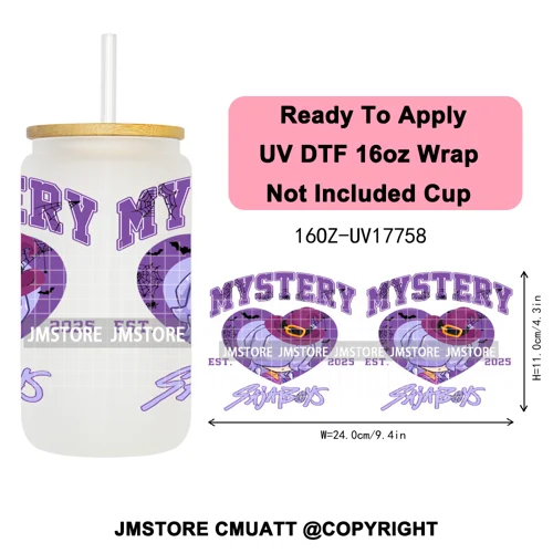 Demon Hunters Kpop Derpy Halloween Mystery Boys UV DTF Stickers Ready To Apply Cup Wrap High Quality For 16OZ Libbey Can Glass