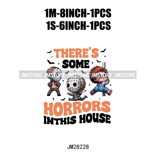 Funny Pumpkin There's Some Horrors In This House Waiting For Halloween Friends Decals Iron On DTF Transfer Stickers For T-shirts