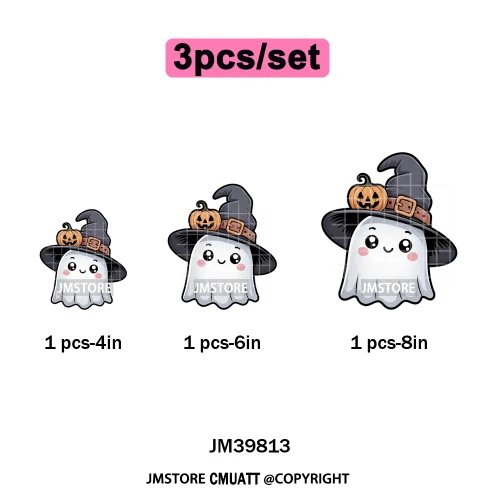 Spooky Coffee Lover Halloween Coquette Pumpkins Witches Ghost Iron on DTF Washable Transfers Stickers Ready to Press for Clothes
