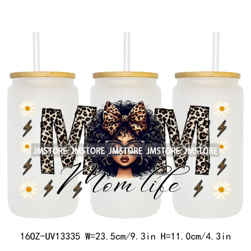 Coquette Afro Black Dope Autism Mama Cat Dog Mom UV DTF Sticker For 16OZ Libbey Glass Cup Can Wrap Waterproof Transfer Stickers