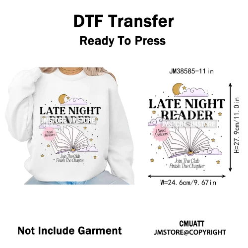 Funny Book Lover Club Inspirational Sayings Reading Coffee Iron on DTF Washable Transfers Stickers Ready to Press for Clothing