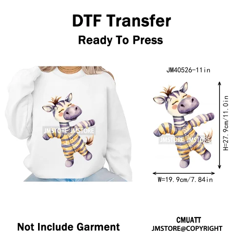 Cute Nursery Sleepy Baby Safari Jungle Animals in Pajamas Love Iron on DTF Washable Transfers Sticker Ready to Press for Clothes