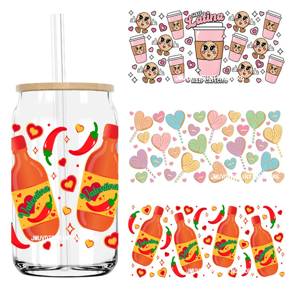 Mexican Valentina Pan Dulce Lollipop UV DTF Sticker For 16OZ Libbey Glass Cup Can Wrap Transfer Sticker Custom Labels DIY Logo