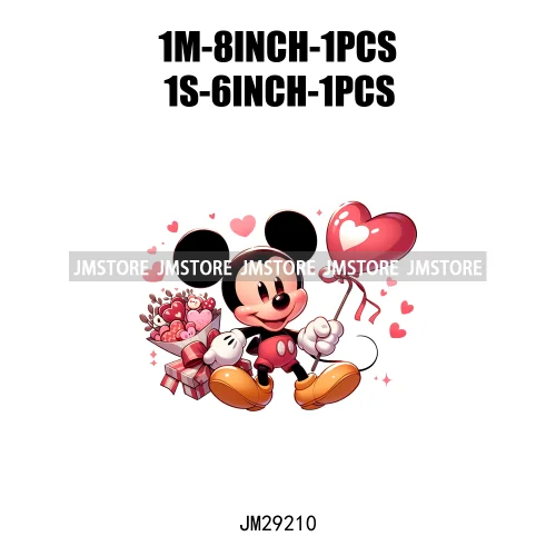 Happy Valentine's Day Cartoon Character Mouse Animal Cupid Love Heart DTF Iron On Transfers Stickers Ready To Press For T-shirts