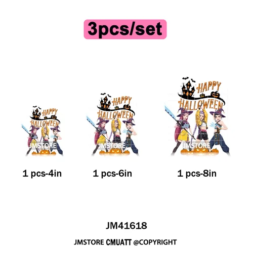 Happy Hunting Halloween Kpop Pumpkin Witch Boys Girl Dinner Iron on DTF Washable Transfers Stickers Ready to Press for T-shirts