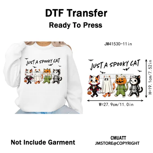Pumpkin Leopard Spooky Ghost Moo Boo Cow Pet Halloween Bow Iron on DTF Washable Transfers Stickers Ready to Press for T-shirts